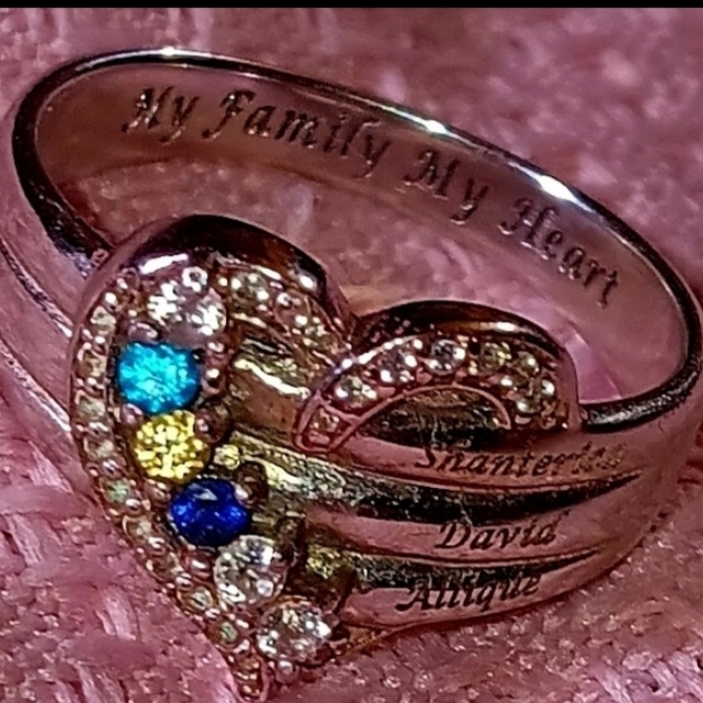 The Bradford Exchange Silver Heart Ring with Blue and Yellow Accents